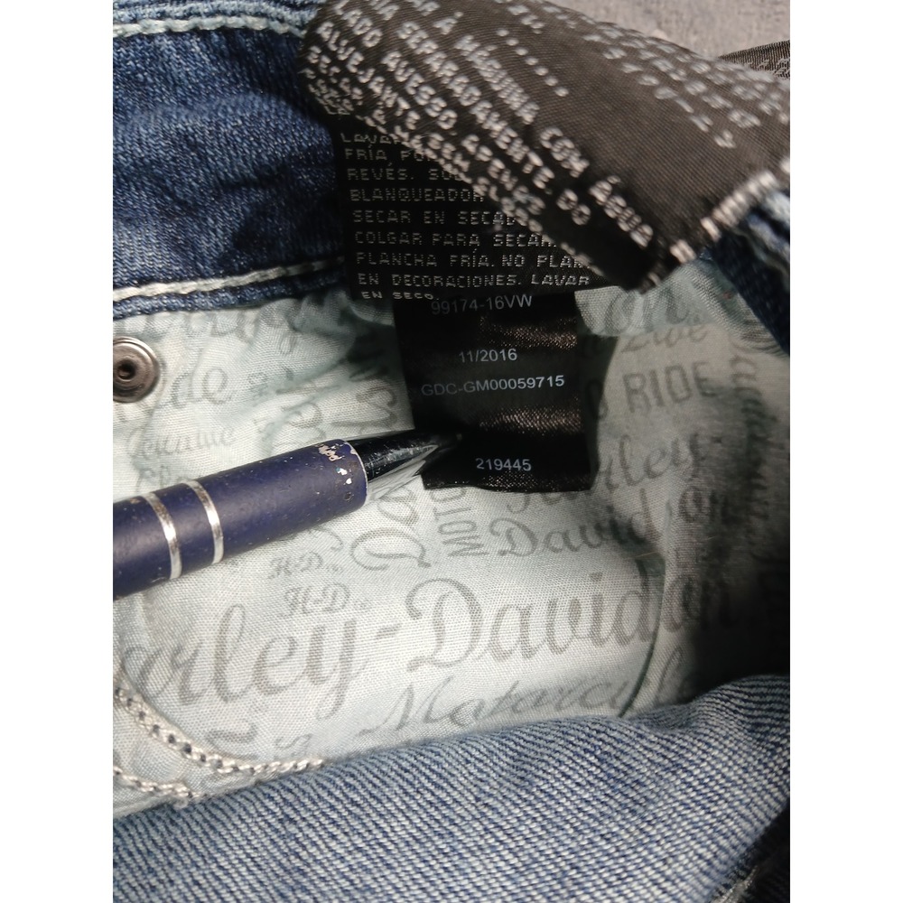 Harley Davidson rhinestone angel wing pocket jeans size 12 Y2K mcbling biker - Picture 7 of 13